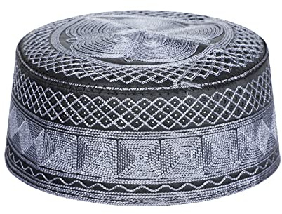 IBLUELOVER Bonnet Musulman Chapeau Islamique Homme Broderie Bonnet de Prière Chapeau Namaz Kufi Coton Casquette Calotte Traditionnel Arabe Chapeau Rond pour Eid Ramadan Prier Eid Cadeau Chapeau d'été