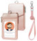 OFFCUP Ausweishülle, PU Leder ID Card Holder, Kartenhülle mit Schlüsselband Ausziehbar Ausweishülle, mit 1 Transparente ID Fenster eine Reißverschlussschicht und 4 Kartenfächern(Roségold)