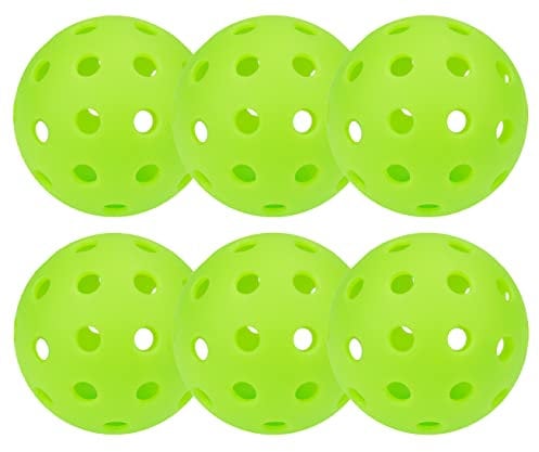 Pozzobon Floorball & Unihockey Ball, Pickle Ball, Pickleball 6er Set, Wettkampfball + Trainingsball mit 40 Löcher PKQ-01 (6 Grün)