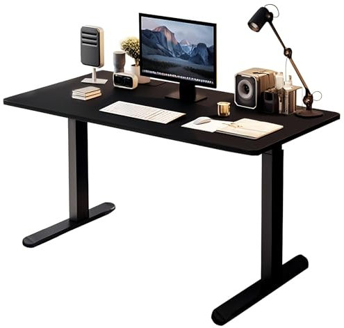 QLLY Höhenverstellbarer Schreibtisch manuell, 140x60cm, Stehpult, Arbeitstisch für Büros, Wohnungen und andere, Schwarz