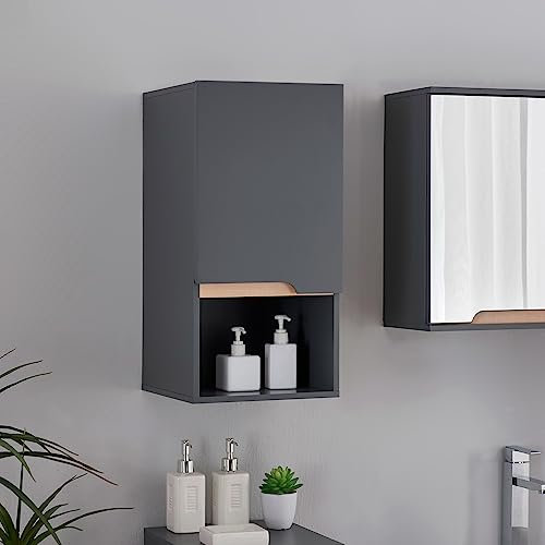 [en.casa] Hängeschrank Bergkamen 60x30x30cm Wandschrank Grau/Holzfarben Badezimmerschrank