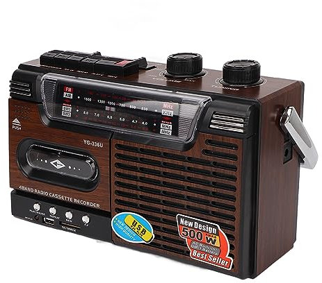 AM FM Radio Cassette Player Recorder with USB & Headphone Jack, Simple Design, Excellent Sound Quality, Multifunctional for Home Entertainment