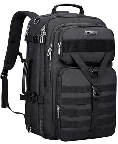WITZMAN Sac à Dos De Voyage Pour Homme Grand Bagage à Dos Convertible De 45L Adapté à Un Ordinateur Portable De 17 Pouces(B688 Noir)