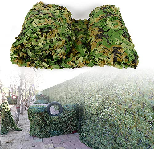 Qussse Filet de camouflage - 4 x 6 m - Protection solaire - Protection contre la chaleur - Brise-vue - Vert - Pour le camping et l'extérieur