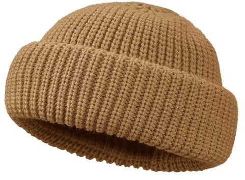 CLAPE Warm Wintermütze Kurz Streetstyle Trawler Strickmütze Fisherman Beanie Knit Docker Cap Fischermütze Herren Woll Seemannsmütze