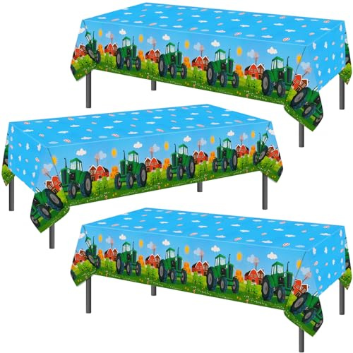 PHOGARY 3PCS Traktor Tischdecke, Traktor Tischdecken Einweg-Plastik rechteckigen Tischabdeckungen für Baby Dusche Traktor Geburtstag Party Dekorationen Bauernhof Themed Birthday Party Supplies 51X86