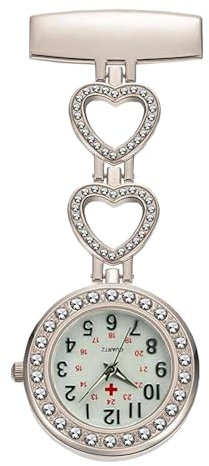 Raysha 1 Pcs Nurses Fob Watch, Nurses Watch for Women and Men, Stainless Steel Quartz Nurse Watch, Hanging Medical Watch Clip-on Brooch Fob Watch for Women Men (Silver)