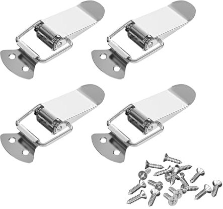 VOCIBO® Spannverschluss, Spannverschluss Edelstahl 4 Stück 45,5mm Mit Schrauben 16 Stück, Hebelverschluss, Kistenverschluss, Kappenschloss für Toolbox Schublade Truhe Case Box Schrank