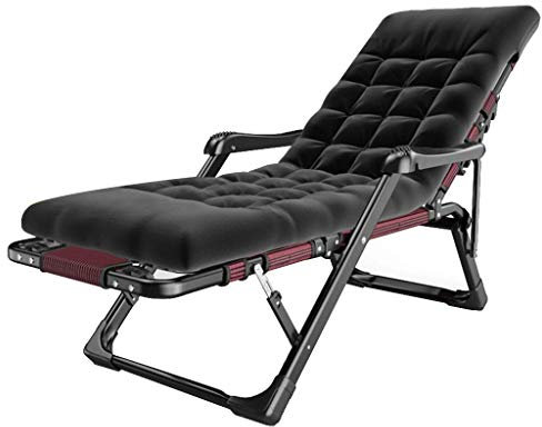 MYVVKIA Relaxsessel für Balkon und Büro, Schwarz, Liegestuhl mit gepolsterten Kissen und Fußstütze für Garten, Outdoor, Camping, Pool, Stranddesign | Klappbare Sonnenliege, Lieg