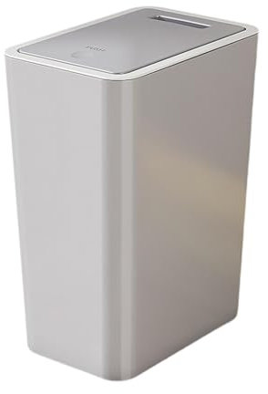 DimyFew Contenedor de Basura, Cubo de Basura Delgado, Cubo de Basura Rectangular, Papelera Tipo Prensa para Entrada de casa, Garaje, habitación, Inodoro, Gris 12L