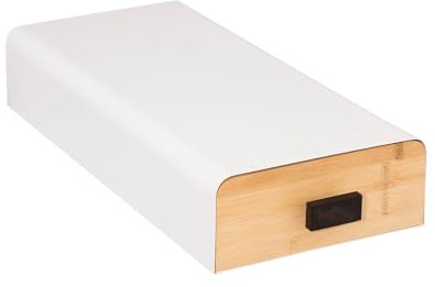 OWIJI Portcapsule Ferro Bianco 1 Cassetto In Legno Per Organizzare Capsule Caffè Cialde Tisane Zucchero Bicchierini Dimensioni 38,2 x 18 x 7,2 cm Stile Moderno