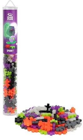Plus-Plus 4320 Geniales Konstruktionsspielzeug, Farbmix Spooky, Kreativ-Bausteine Tube, Bausteinset für Kinder, 100 Teile