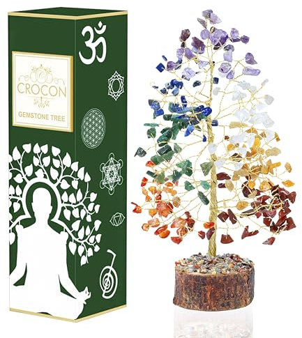 Seven Chakra Crystal Tree of Life Spiritual Healing Meditation Gift Bonsai Tree for Home & Room Decor Crystal Gift for Women Mum Sister Birthday Gifts for Women Men Housewarming Present