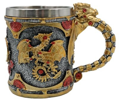 ANCLLO Vintage Beer Mugs Dragon Pattern Medieval Wine Glass for Men Father’s Day