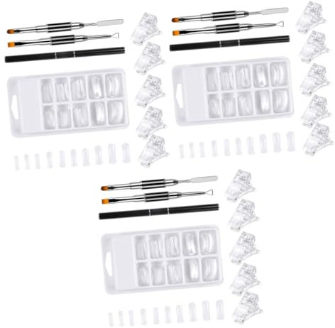 Healeved 3ensembles Kit Outils De Manucure Avec Moules Pour Extension Capsules Pinces Et Pinceau Double Tête Pour Nail Art Créatif Et Élégant