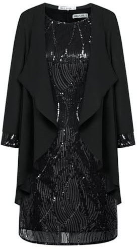 Festival Glänzendes Pailletten Knielang Jumpsuit für Damen Ärmelloser V-Ausschnitt Solide Farbe Sexy Party Bleistiftkleid Silber-Schwarz XXL