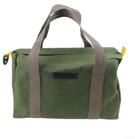Borsa porta attrezzi in tessuto Oxford da 35,5 cm, resistente, grande capacità, organizer per riparazioni a bocca larga, per elettricista (verde)
