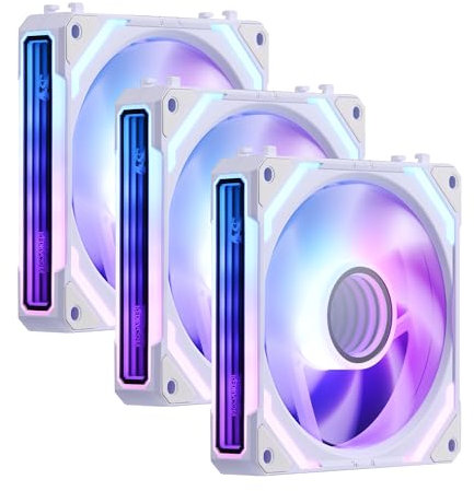 Redragon GCF012 Reverse 120mm PC Case Fan, Daisy-Chain Connection, 5V 3Pin ARGB Lighting, 4 Pin PWM Case Fan, for Radiator/Computer Case Cooling, 120x120x25mm, 3 Pack, White