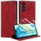 Guisessy Handyhülle für Samsung Galaxy A16 5G /4G Hülle Leder und 2 Schutzfolie, Premium Klappbar Flip Wallet mit Magnet Kartenfach Standfunktion Schutzhülle für Samsung A16 4G/5G, Rot