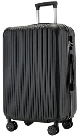 DWZXL Koffer Modischer Reißverschluss-Koffer, 22-Zoll-Trolley, Universal-Rollen-Boarding-Code-Box, Koffer mit großer Kapazität Koffer Hartschale(Black)