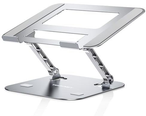TECKNET Laptop Ständer Höhenverstellbarer Faltbarer Laptop Stand Ergonomischer, Belüfteter Laptopständer Notebook Stand Kompatibel mit MacBook Air, Pro, Dell, Lenovo, Allen Laptops 11-17.3(Silber)