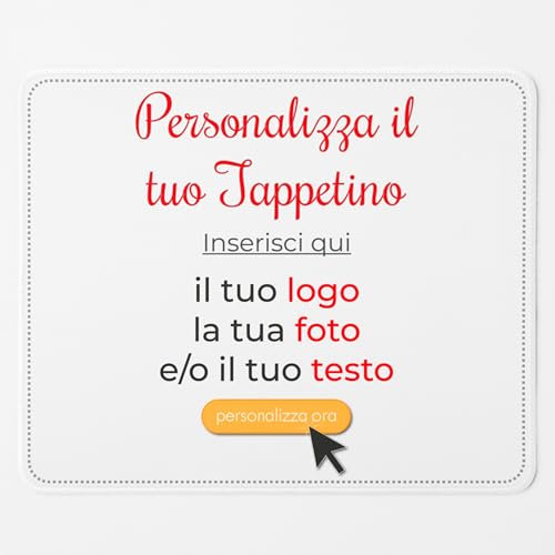 Tappetino Mouse Pad personalizzato con Foto, Logo, Grafica e/o testo personalizzabile ideale per regalo per ufficio o gaming (Standard)