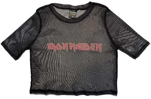 Rock Off officially licensed products Iron Maiden Band Logo Mesh Crop Top S Black