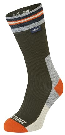 SEALSKINZ Surlingham Waterproof All Weather Mid Length Striped Cuff Sock