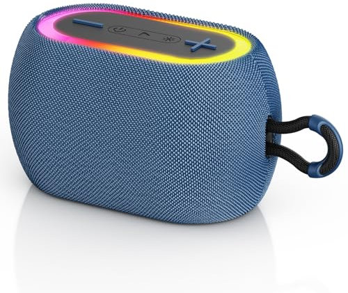 Tisco Altavoz Bluetooth Portátil de 20W con Correa, Bluetooth 5.3, Sonido Estéreo 360°, TWS, 24 Horas de Autonomía, Luces RGB, Entrada AUX/TF, Impermeable, Ideal para Casa, Fiestas y Exterior (Azul)