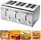 Commercial 6 slices Toaster， Auto Pop-Up (Independent & Extra wide slots with high lift, 7 Browning levels, Frozen/Cancel/Reheat function, Removable crumb tray, Brushed & Stainless Steel
