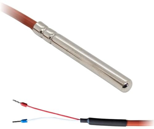 Lumonic Temperaturfühler PT1000 mit Silikonkabel 10m I -50 bis 200°C I 6mm I 2-Leiter-Anschluss I IP65 I Temperatursensor Fühler I für Heizung, Wärmep