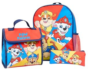 Paw Patrol Kinderrucksack-Lunch-Taschen & Federmäppchen-Set – 3-teiliges Schultaschen-Set für Kinder mit Chase Marshall und Rubble