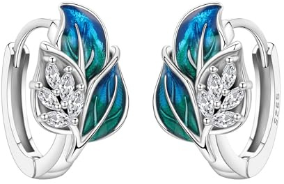 MISEFF Botanical Floral Earrings in 925 Sterling Silver Nature Inspired Studs for Women, Lightweight Everyday Jewellery Gift for Birthday Christmas Mother's Day