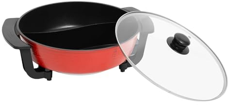 Elektrisch Hot Pot & 1360W Hotpot Topf 6L Suppentöpfe 5 Leistungsanpassungen Hochtemperaturschutz, Elektrischer Kochtopf mit Deckel für Haus, Restaurant, Schlafsaal