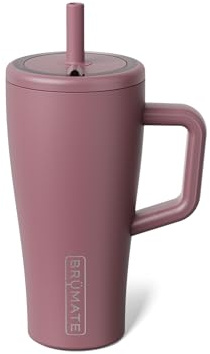 BrüMate Era 20 oz Tumbler with Handle and Straw | 100% Leakproof Insulated Tumbler with Lid and Straw | Made of Stainless Steel | Cup Holder Friendly Base | 20oz (Rose Taupe)