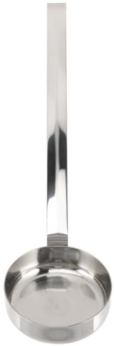NUOBESTY Stainless Steel Pizza Sauce Spoon Long Handle Smooth Flat Bottom Ladle for Spreading Sauce and Soup Serving Kitchen Spoon for Home and Restaurant Use