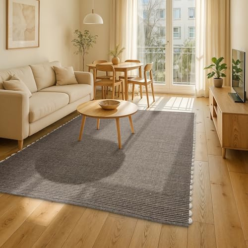 Schöner Wohnen Kollektion Teppich Wohnzimmer 120 x 170 cm - Modernes Design - Natürlicher Kurzflorteppich - Weicher Schlafzimmerteppich - inkl. Anti-Rutsch Teppichvlies