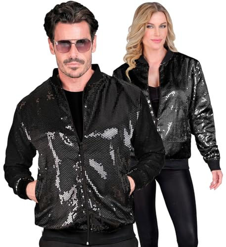 TrendandStylez Pailletten Bomberjacke für Damen & Herren [S-XXL] – Glitzer Jacke für Karneval, 80er & Disco Party, funkelndes Kostüm-Accessoire für Festival & Show in Gold, Silber, Schwarz