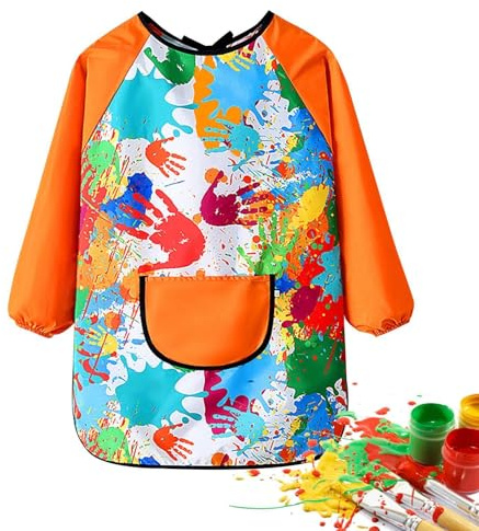 Art Smocks för barn, Målarrock för barn,Förkläden konstmålning - Flexibla manschetter Design Barnkonstklänning, målning, skrivande, vattenlek, matlagning