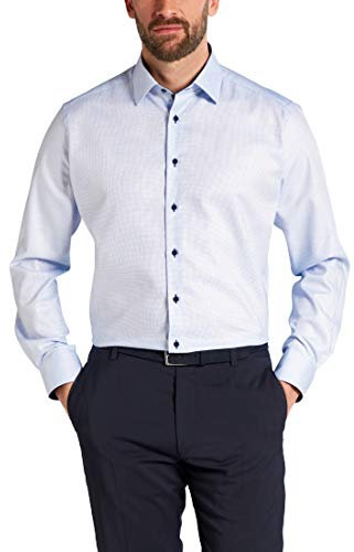ETERNA Modern Fit Hemd extra Langer Arm Besatz Stukur hellblau