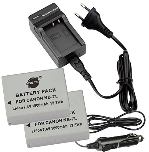 DSTE(2 Pack) Ersatz Batterie NB-7L+ Reise Ladegerät Compatible für Canon PowerShot G10,G11,G12,SX30 is Digital Kamera
