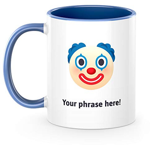 The Kitchenware Company (NE) Ltd. Personalised Emoticon 11oz Mug Featuring Clown Face Blue Slate