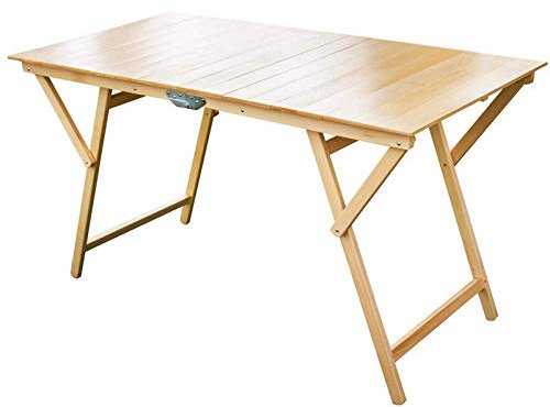 Tavolo richiudibile LAURA KATIA a strisce in legno 70 x 140 cm (Naturale)