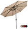 GOPLUS Sonnenschirm 300 cm mit Solar LED-Beleuchtung, Balkonschirm um 30° knickbar, Gartenschirm mit Kurbel, Marktschirm Terrassenschirm 8 Rippen, Tischschirm Balkon Garten Terrasse Strand (Beige)