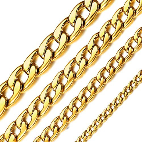 ChainsHouse 5mm Breit 46cm 18K vergoldete Jungenkette mit Karabinerverschluss Damen Herren Schmuck mit Geschenkebox Vatertag