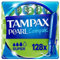 Tampax Tampones Pearl Compak Super Con Aplicador Suave, Pack de 128, 3 en 1 Protección Antifugas, Comodidad Y Fácil Inserción