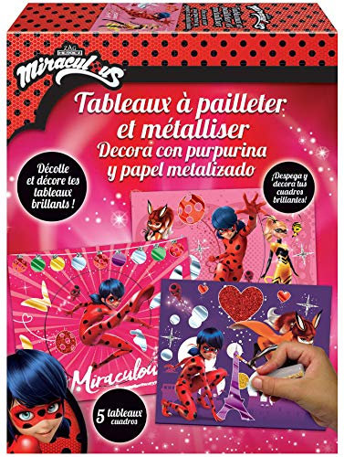 Educa Loisirs Créatifs. Tableaux Paillettes et dorures. À partir des 7 ans Miraculous Ladybug. Für kreative Hobbys. Glitzernde, vergoldete Tafel. Ab 7 Jahren. Ref. 18928
