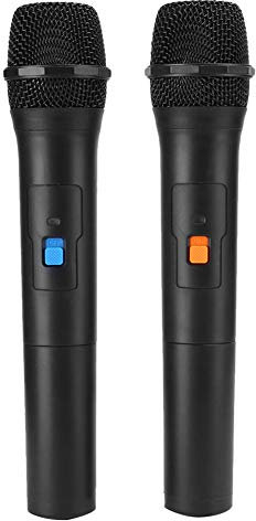 Drahtloses Handmikrofon, 2-in-1-UKW-Universal-Akku-Mikrofon mit wiederaufladbarem USB-Empfänger für Gesang, Karaoke, Hochzeit, Kirche, Präsentation(Schwarz)
