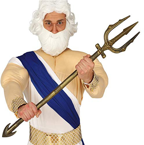 NET TOYS Herrschaftlicher Poseidon Dreizack - Gold 94 cm - Außergewöhnliches Party-Accessoire Gott des Meeres Trident - Perfekt geeignet für Fasching & Karneval