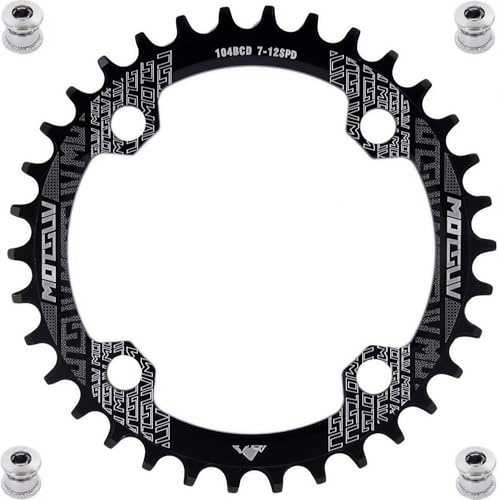 YBEKI Pro-Grade 104BCD Chainring (30-52T) CNC 7075-T6 Aluminum Narrow-Wide MTB/Road Round Oval Bike Chainwheel | Shimano/SRAM 8-11 Speed Compatible | 573MPa Strength (Black Round, 32T)
